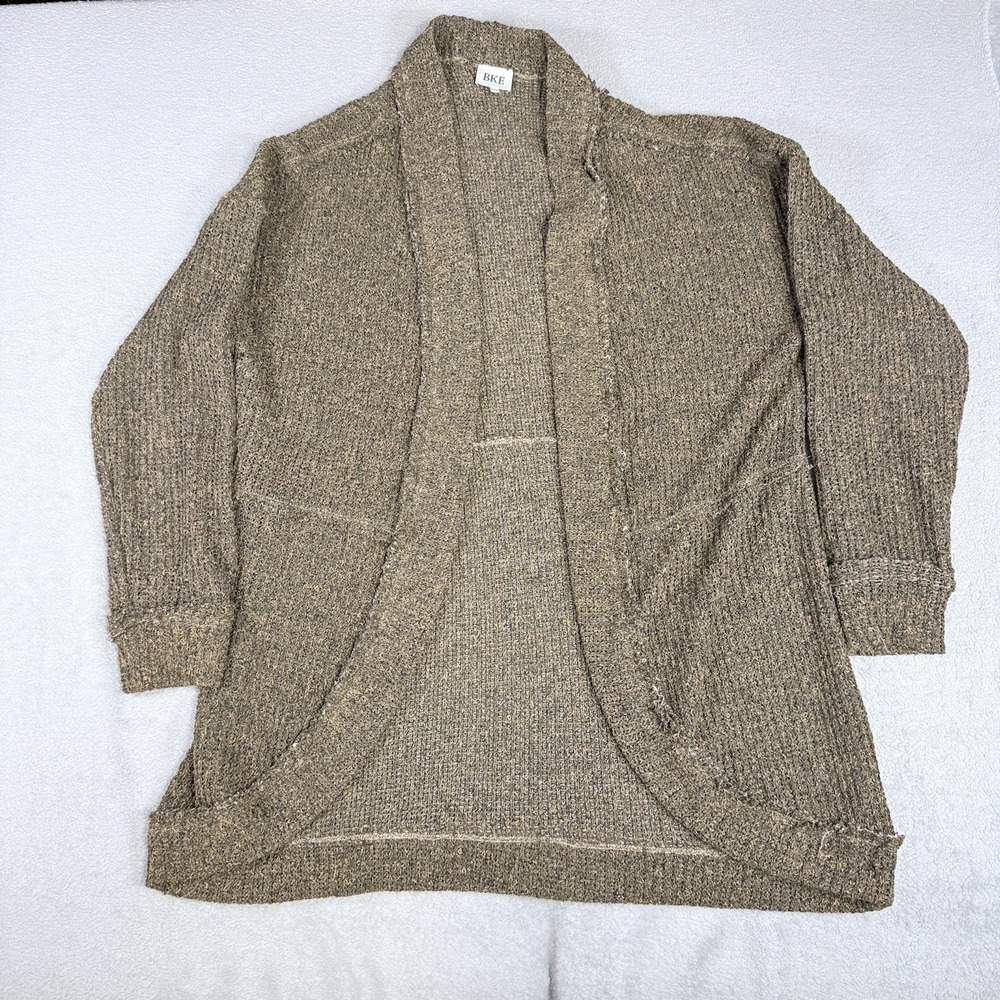 BKE Women's S/M Brown Olive Marled Open Front Knit Cardigan Sweater
